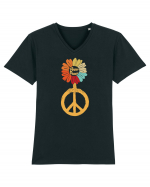 Flower Power Peace Sign Tricou mânecă scurtă guler V Bărbat Presenter