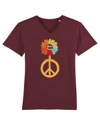 Flower Power Peace Sign Burgundy