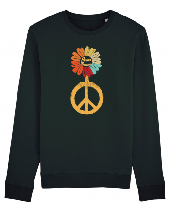 Flower Power Peace Sign Black