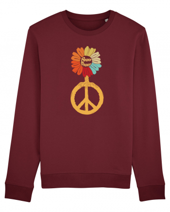 Flower Power Peace Sign Burgundy