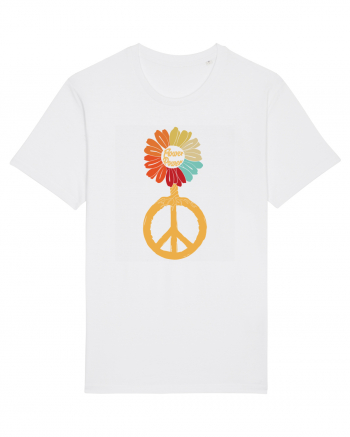 Flower Power Peace Sign White