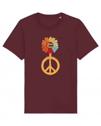 Flower Power Peace Sign Burgundy