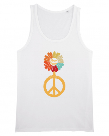 Flower Power Peace Sign White