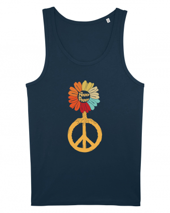 Flower Power Peace Sign Navy