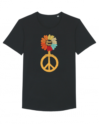 Flower Power Peace Sign Black