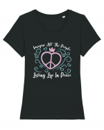 Imagine All The People Living Life In Peace Tricou mânecă scurtă guler larg fitted Damă Expresser