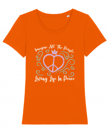 Imagine All The People Living Life In Peace Bright Orange