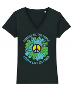 Living Life In Peace Tricou mânecă scurtă guler V Damă Evoker