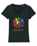 Peace Flower Tricou mânecă scurtă guler V Damă Evoker