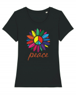 Peace Flower Tricou mânecă scurtă guler larg fitted Damă Expresser