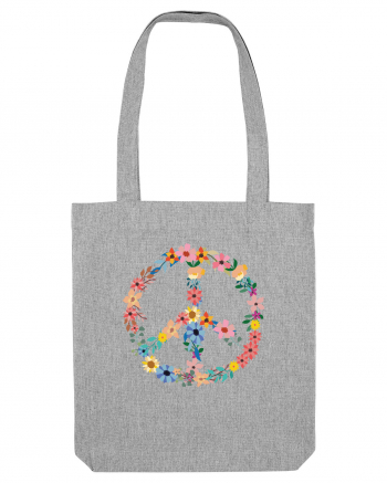 Peace Hippie Flowers Heather Grey