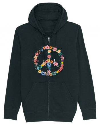 Peace Hippie Flowers Black