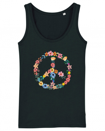 Peace Hippie Flowers Black