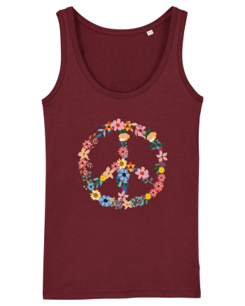 Peace Hippie Flowers Burgundy