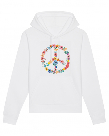 Peace Hippie Flowers White