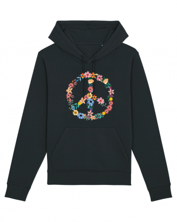 Peace Hippie Flowers Black