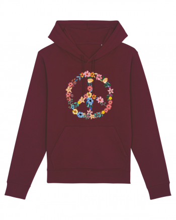 Peace Hippie Flowers Burgundy