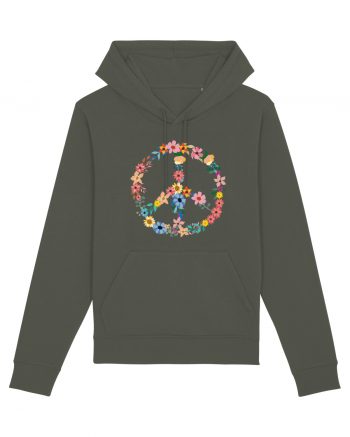 Peace Hippie Flowers Khaki