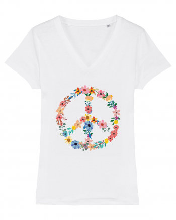 Peace Hippie Flowers White