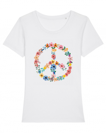 Peace Hippie Flowers White