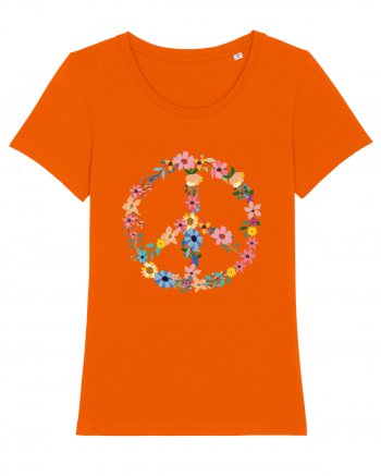 Peace Hippie Flowers Bright Orange