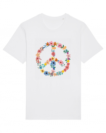 Peace Hippie Flowers White