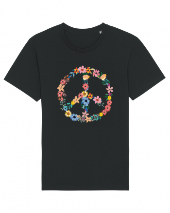 Peace Hippie Flowers Black