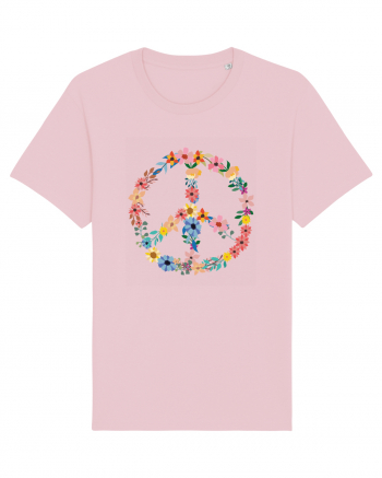 Peace Hippie Flowers Cotton Pink