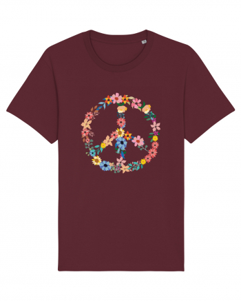 Peace Hippie Flowers Burgundy