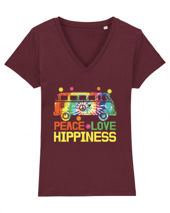 Peace Love Hippiness Burgundy