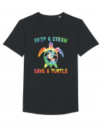 Skip A Strow Save A Turtle Tricou mânecă scurtă guler larg Bărbat Skater