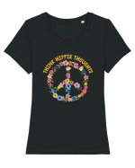 Think Hippie Thoughts Tricou mânecă scurtă guler larg fitted Damă Expresser