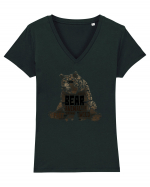 Bear WordArt Tricou mânecă scurtă guler V Damă Evoker