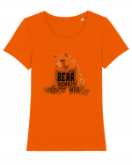 Bear WordArt Tricou mânecă scurtă guler larg fitted Damă Expresser