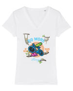 lazy-more Tricou mânecă scurtă guler V Damă Evoker