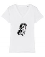 Sugar skull lady Tricou mânecă scurtă guler V Damă Evoker