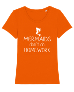 Mermaids dont do homework Tricou mânecă scurtă guler larg fitted Damă Expresser