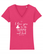 Love you to the moon Tricou mânecă scurtă guler V Damă Evoker