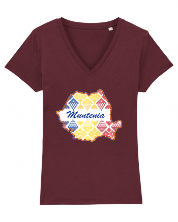 Muntenia Romania Tricolor Motive Nationale Burgundy