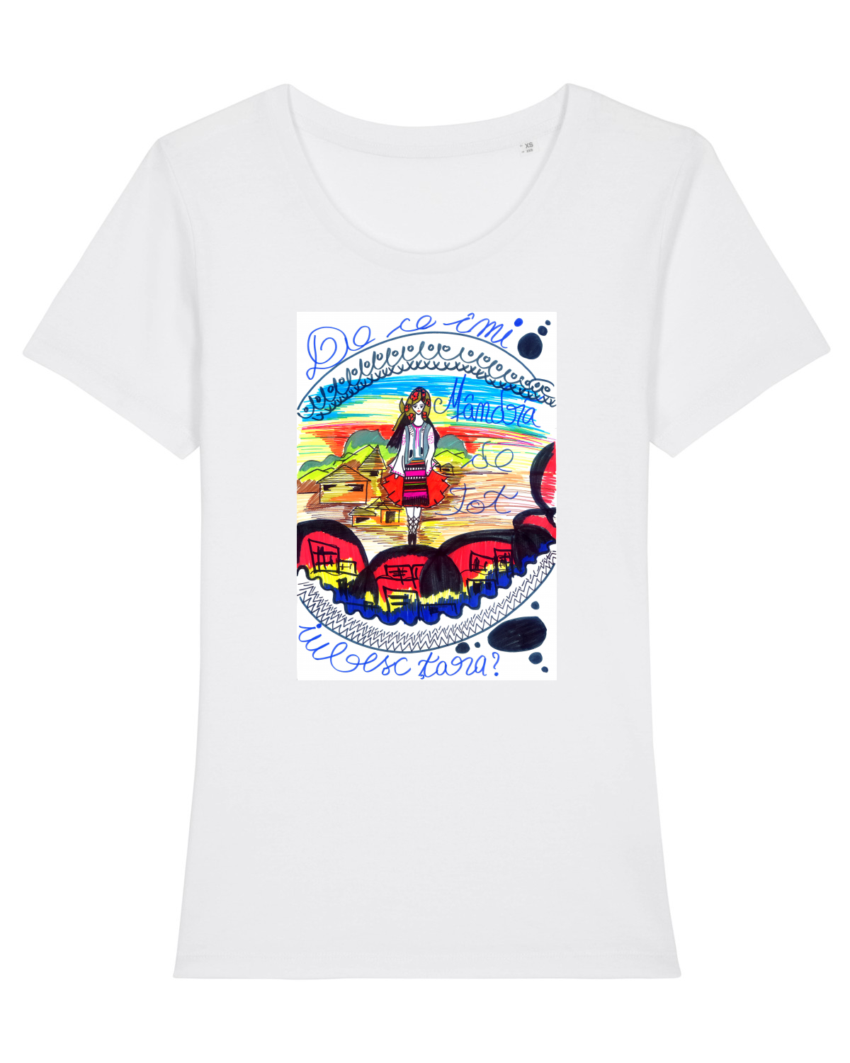 Tricou mânecă scurtă guler larg fitted Damă Expresser White