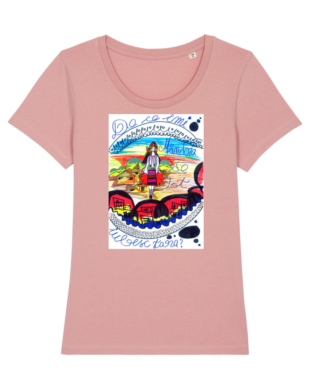 Tricou mânecă scurtă guler larg fitted Damă Expresser Canyon Pink