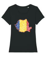Romania Tricolor Identitate Tricou mânecă scurtă guler larg fitted Damă Expresser
