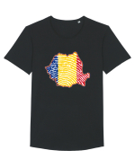 Romania Tricolor Identitate Tricou mânecă scurtă guler larg Bărbat Skater