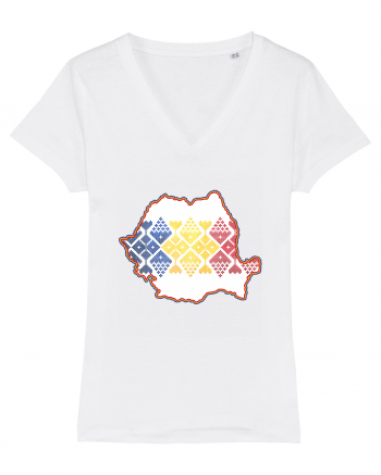 Romania Tricolor Motive Nationale White