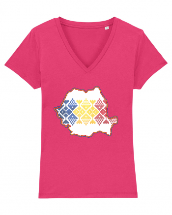 Romania Tricolor Motive Nationale Raspberry