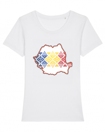 Romania Tricolor Motive Nationale White