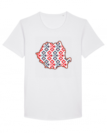 Romania Tricolor Motive Nationale Traditionale White