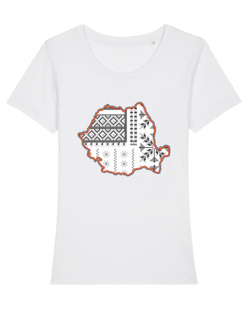 Romania Tricolor Motive Nationale Traditionale White
