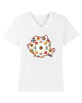 Romania Tricolor Motive Nationale Traditionale White