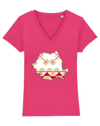 Romania Tricolor Motive Nationale Traditionale Raspberry